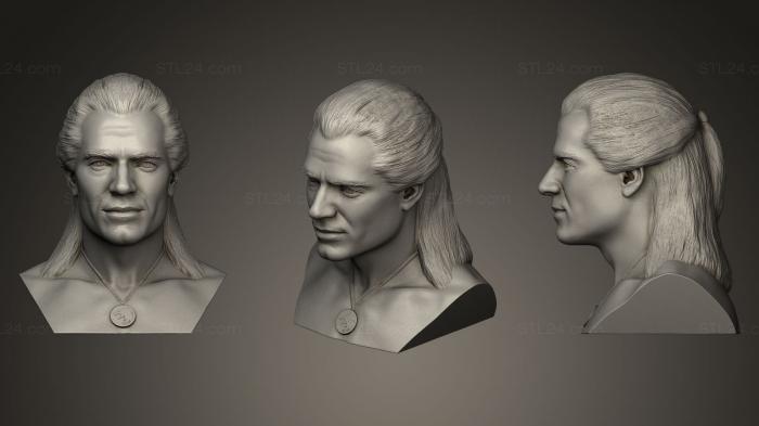 Бюсты и барельефы известных личностей (Геральт Ведьмак, BUSTC_0217) 3D модель для ЧПУ станка